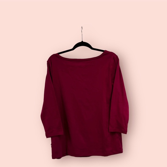 TALBOTS Cotton Long Sleeve Tee/ Beet Red - Picture 2 of 4